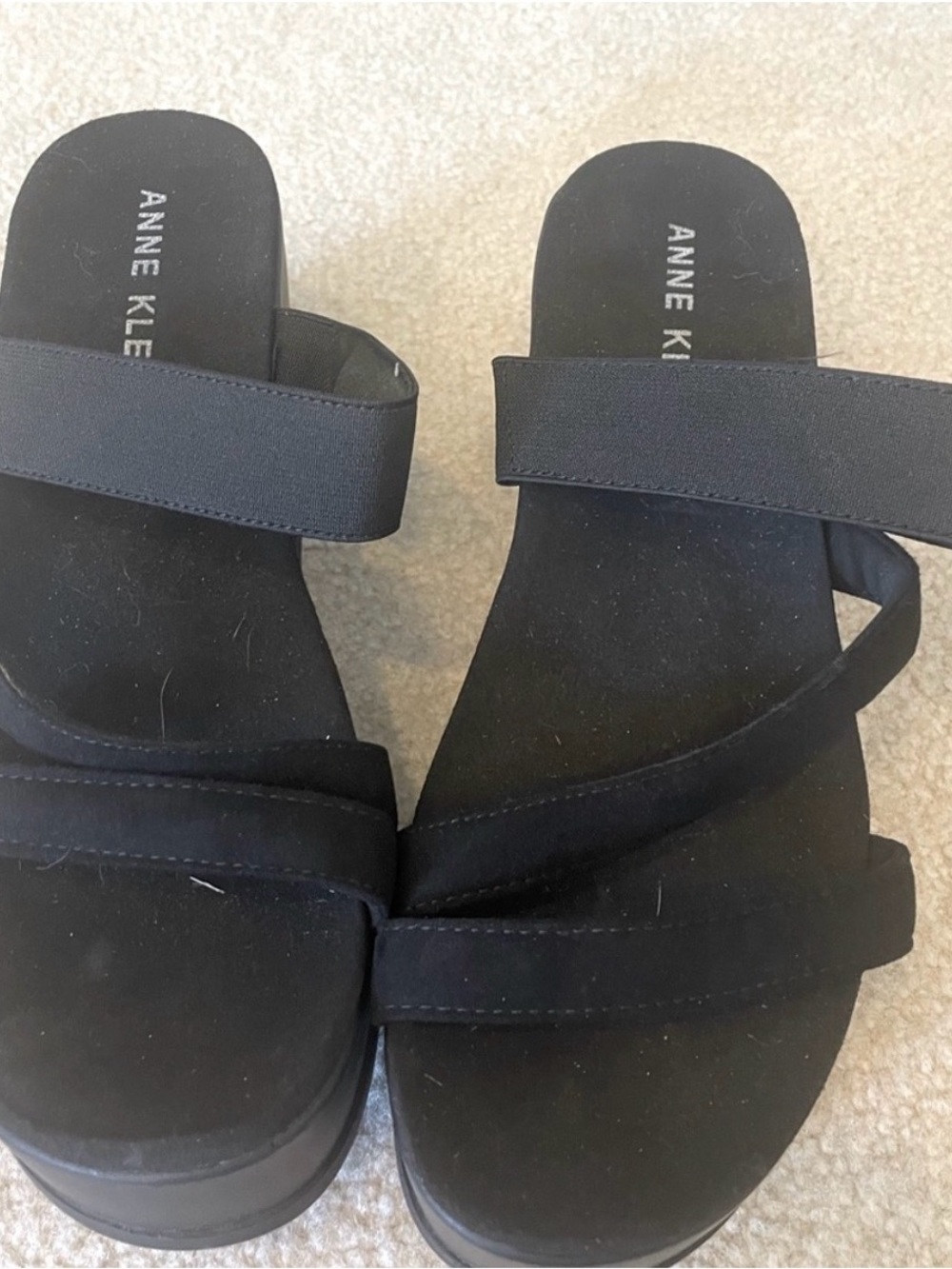 Anne Klein Black Stretch Strappy Platform Sandals Women’s 9.5